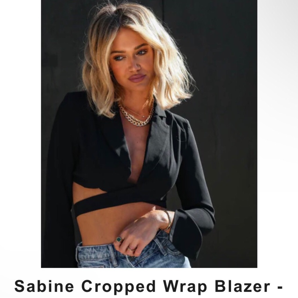 Vici Sabine Black Cropped Wrap Blazer by Mable Re $80 NEW small